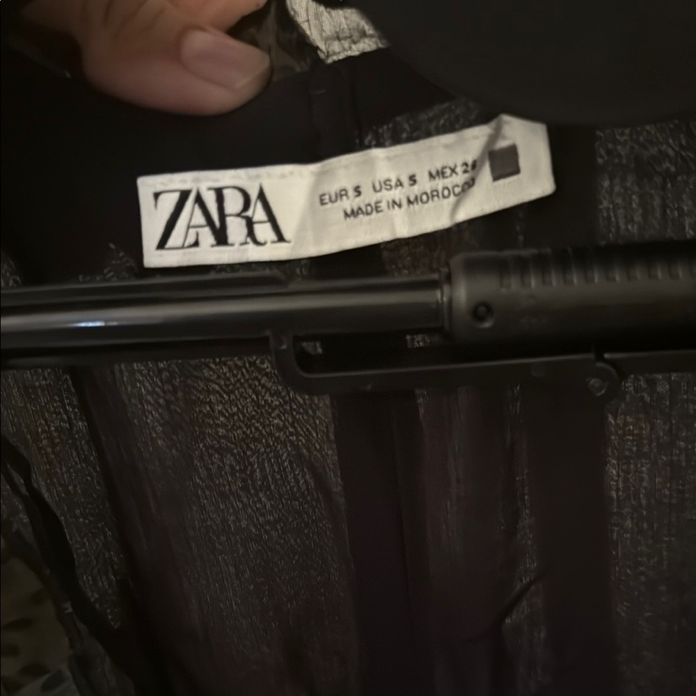 Zara olive green and black Long Sleeve V-Neck Sundress - Picture 2 of 3